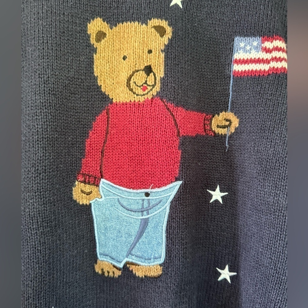 Vintage Christopher & Banks Patriot Bear Pullover Crewneck / shoulder pad / XLG - Picture 12 of 12